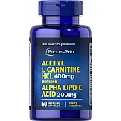 Ацетил-L-карнитин с альфа-липоевой кислотой (Acetyl L-Carnitine with Alpha Lipoic Acid) 400 мг/200 мг 